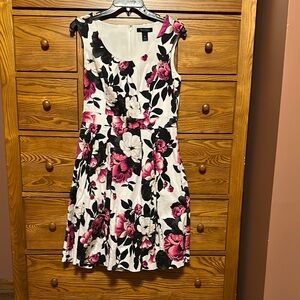 WHBM Pink Sleeveless A-Line Midi Dress